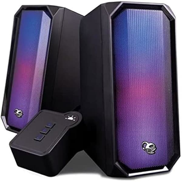 CoolBox DeepGaming R205 - PC Gaming 2.0-högtalare, 6 W RMS, 6 RGB-ljuslägen, 3,5 mm jackingång och Bluetooth 5.0.