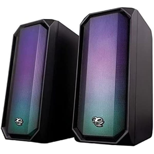 CoolBox DeepGaming R205 - PC Gaming 2.0-högtalare, 6 W RMS, 6 RGB-ljuslägen, 3,5 mm jackingång och Bluetooth 5.0.