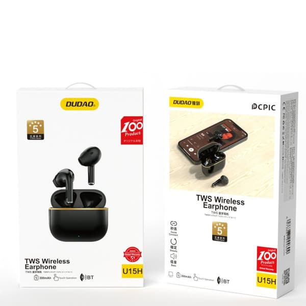U15H TWS Bluetooth 5.1 trådlösa hörlurar svarta