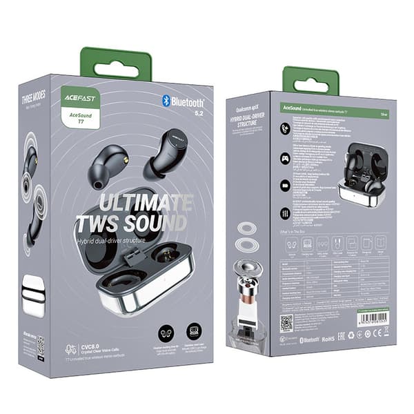 TWS Bluetooth 5.2 in-ear trådløse gaming-hovedtelefoner, vandtætte IPX4, sølv