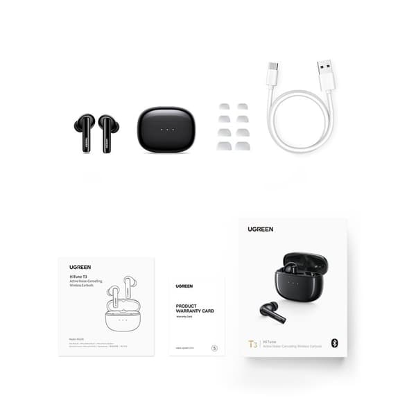 TWS ANC WS106 HiTune T3 trådløse Bluetooth hovedtelefoner, sorte