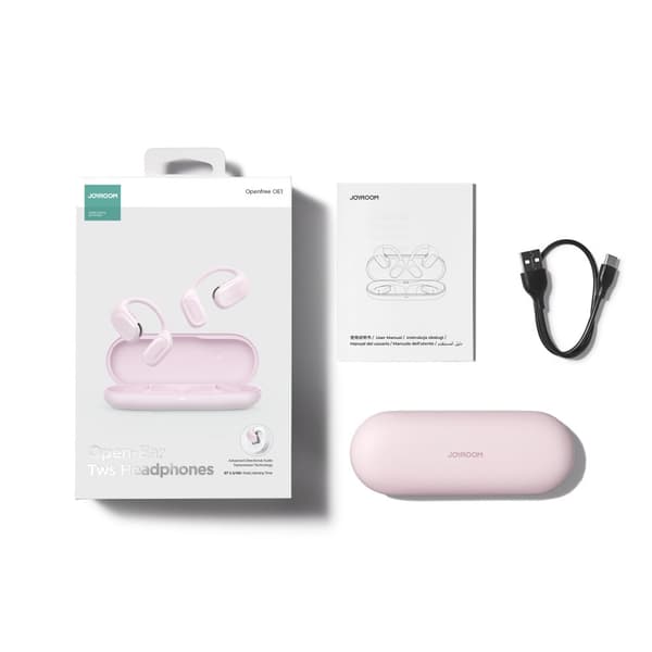 Openfree JR-OE1 trådlösa on-ear-hörlurar, rosa