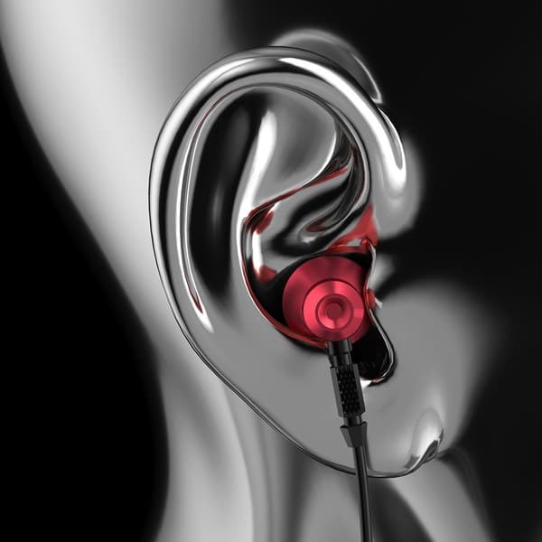 In-ear-hörlurar i metall med 3,5 mm minijack, grå