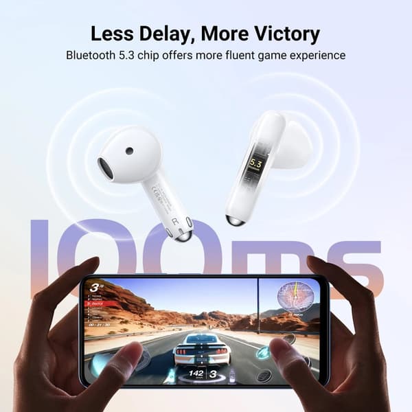 HiTune H5 TWS Bluetooth trådløse hovedtelefoner: 5.3 USB-C hvid