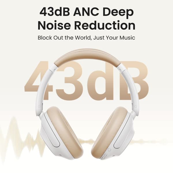 HiTune Max5 on-ear langattomat kuulokkeet hybridi-ANC-melunvaimennuksen kanssa, valkoinen