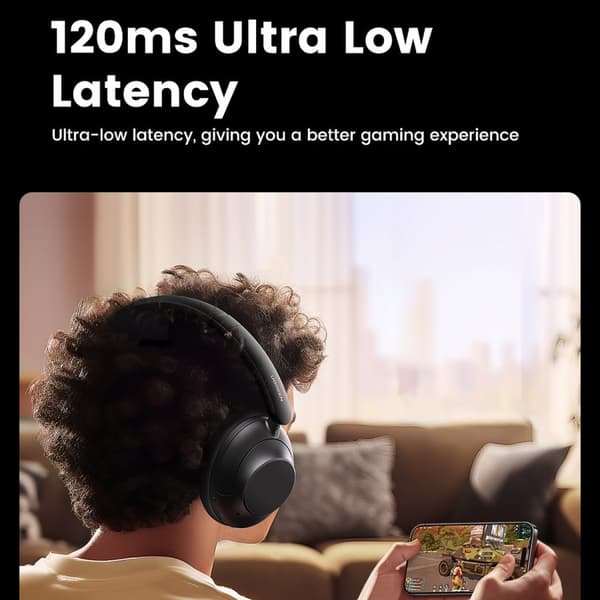 HiTune Max5 on-ear langattomat kuulokkeet hybridi-ANC-melunvaimennuksen kanssa, musta