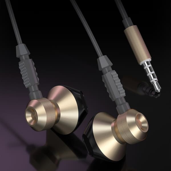 In-ear-hörlurar i metall med 3,5 mm minijack, grå