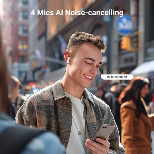 HiTune H5 TWS trådlösa Bluetooth-hörlurar: 5.3 USB-C vit