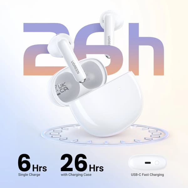 HiTune H5 TWS trådlösa Bluetooth-hörlurar: 5.3 USB-C vit