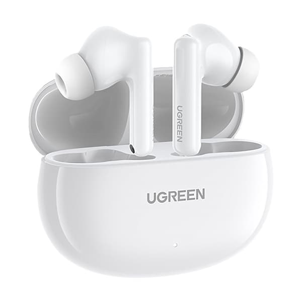 HiTune T6 trådlösa hörlurar med ANC-funktion + USB-A - USB-C-kabel, vit