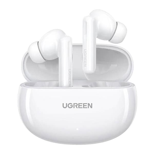 HiTune T6 trådlösa hörlurar med ANC-funktion + USB-A - USB-C-kabel, vit