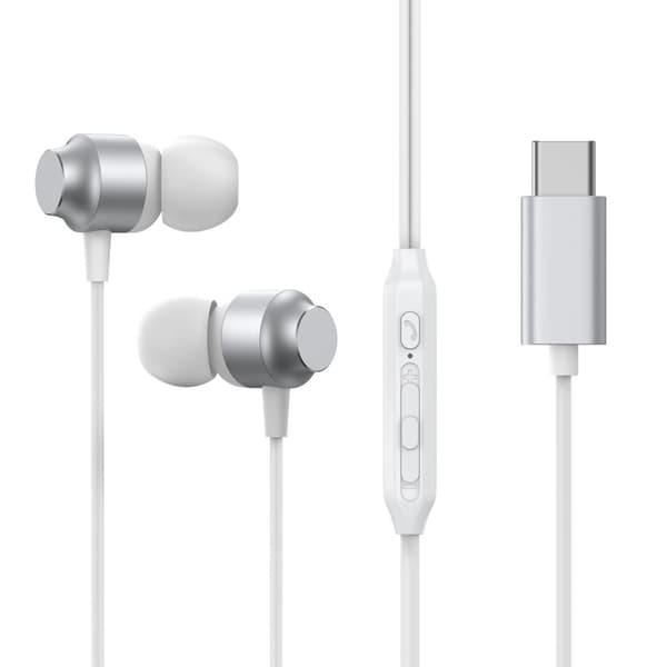 JR-EC06 USB-C in-ear kuulokkeet hopeanväriset kuulokkeet