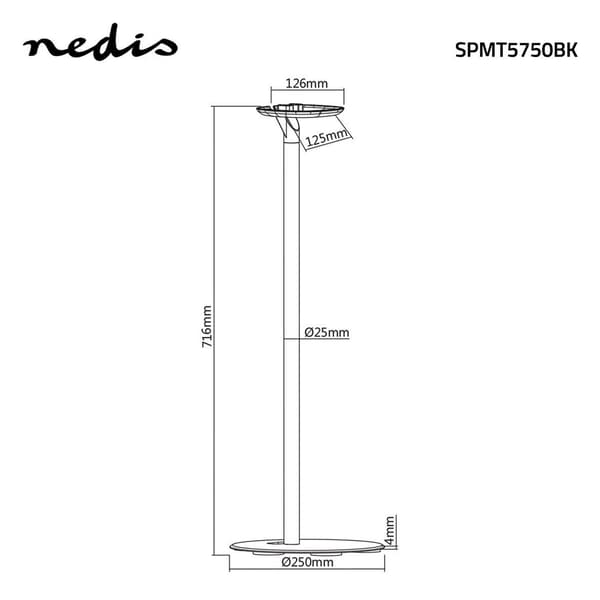 Nedis gulvstativ til Sonos One / One SL / Play 1 - Sort