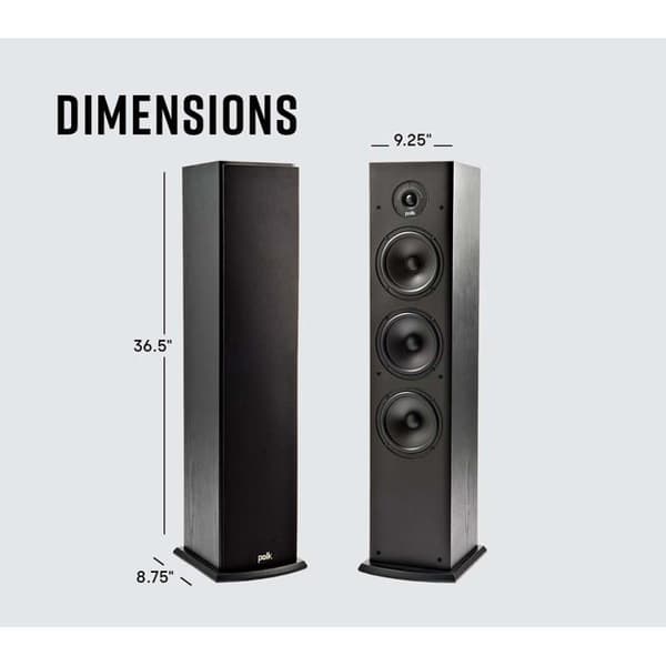 Polk Audio T50 2-vägshögtalare - Svart - 150 Watt - 34 till 24000 Hz - 6 Ohm