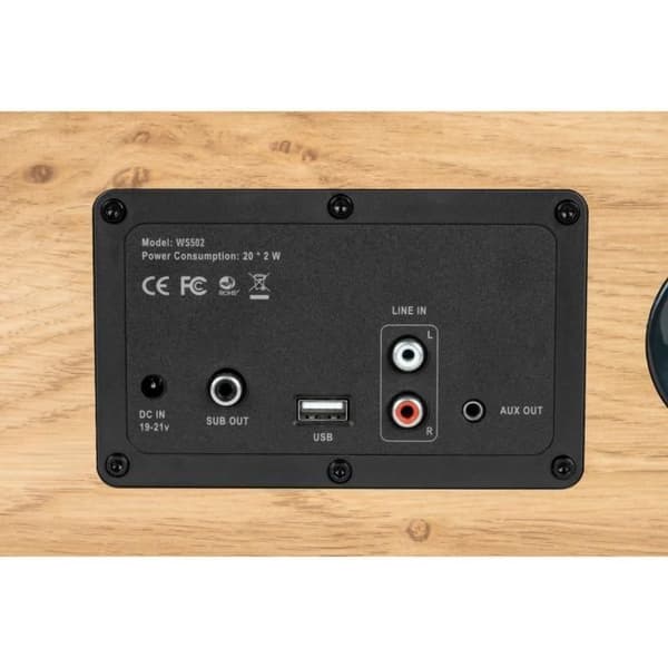 Trähögtalare - THOMSON - WS502 - Bluetooth 5.0, 100W, RCA, USB, AUX-IN