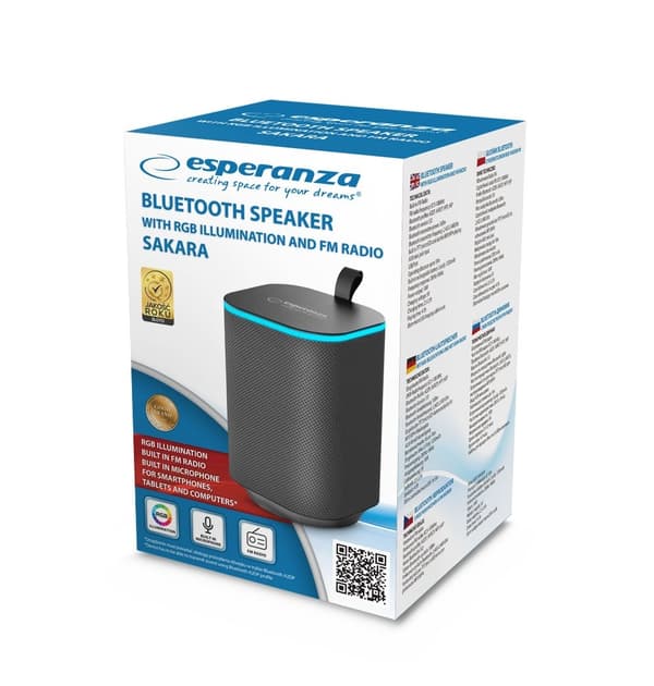 Esperanza EP155 BT FM LED RGB Højttaler Sort 10W