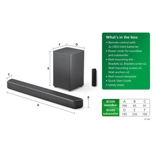 Philips TAB5309 2.1 Soundbar -äänijärjestelmä