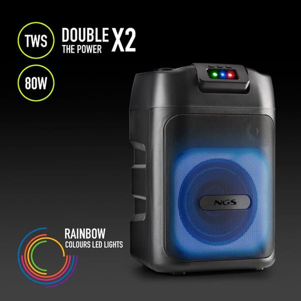 Bärbar Bluetooth-högtalare - NGS - Wild Club - 80W - TWS - Laserljus
