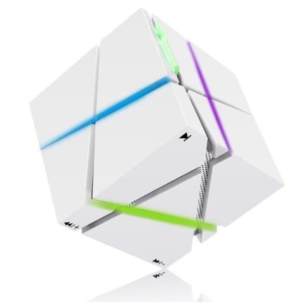 Cube Bluetooth-högtalare för SAMSUNG Galaxy A10 Smartphone Auxiliary TF Card LED-musikhögtalare (VIT)