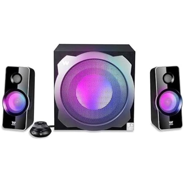 2.1 Woxter Big Bass 260 RGB-högtalare - 150 W - 3,5 mm anslutning - Ergonomisk volymkontroll Svart