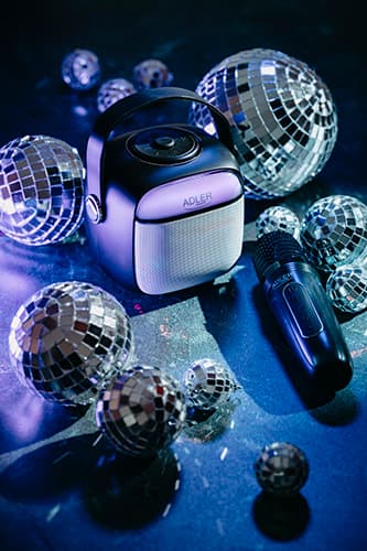 AD 1199 svart karaokehögtalare med mikrofon - SD/USB/AUX/Bluetooth