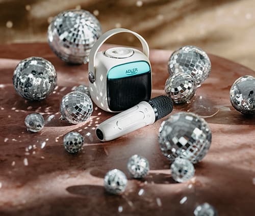 AD 1199 valkoinen karaokekaiutin mikrofonilla - SD/USB/AUX/Bluetooth