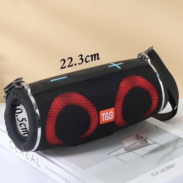 Bluetooth-högtalare, bärbar trådlös radiohögtalare för utomhusbruk med LED-ljus, 1200mAh batteritid 5-8H, svart