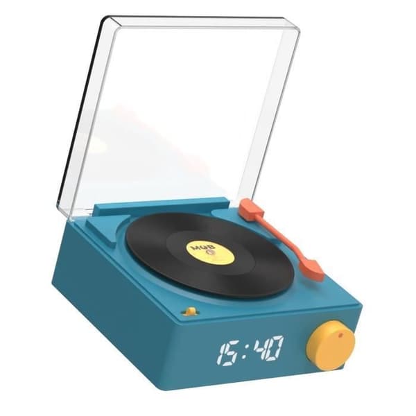 Bluetooth-högtalare VS-80 Retro skivspelare Look 5W med väckarklocka rörlighet ombord blå