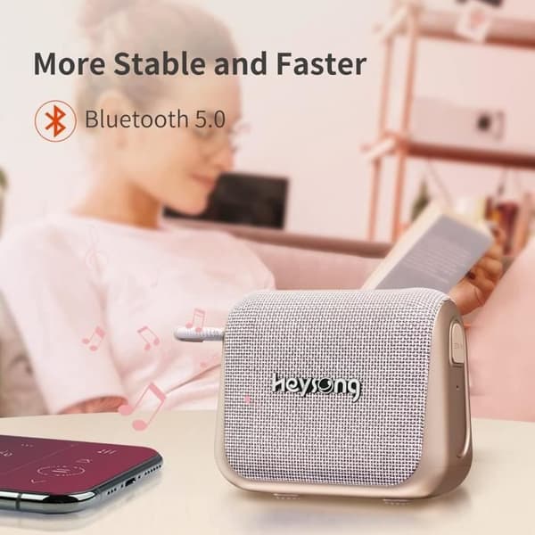 Bluetooth-högtalare - HEYSONG - Vibe - Vattentät IPX7 - 24h Batteritid - Rosa