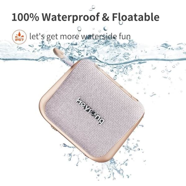 Bluetooth-högtalare - HEYSONG - Vibe - Vattentät IPX7 - 24h Batteritid - Rosa