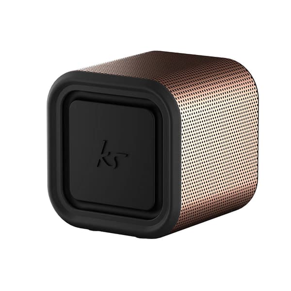 Kitsound Boomcube 15 bærbar Bluetooth-høyttaler med dobbel bass - Rose Gold Sort, Brun
