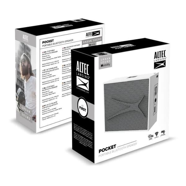 Enceinte BT, Aluminium, 2W, POCKET vit, ALTEC LANSING