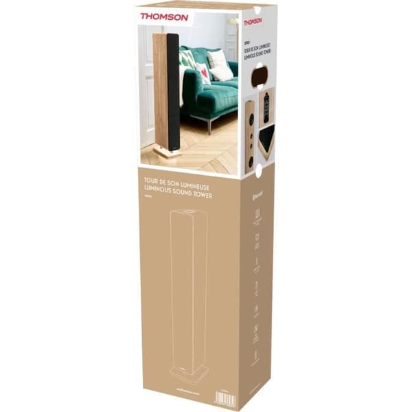 Bluetooth-högtalare - THOMSON - Trä/Svart - 120W, Optisk, USB, Equalizer, TWS, Fjärrkontroll, Strömförsörjning 230V