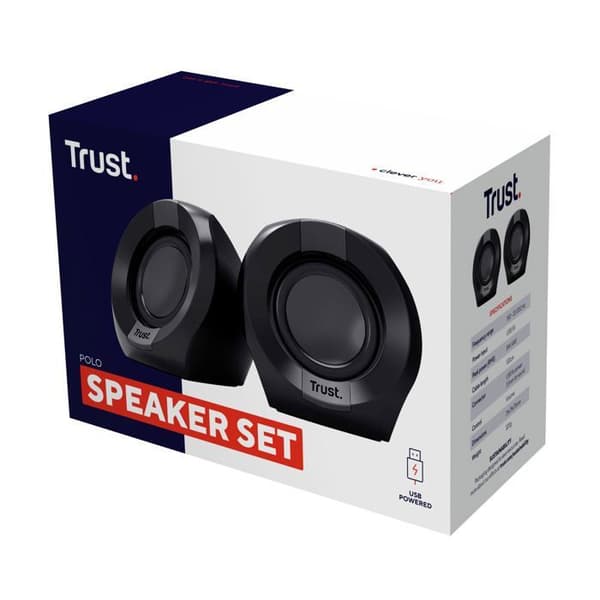Kompakt PC-högtalare 2.0 - Trust - 8W - USB - 3,5 mm AUX-uttag - Trådbunden volymkontroll