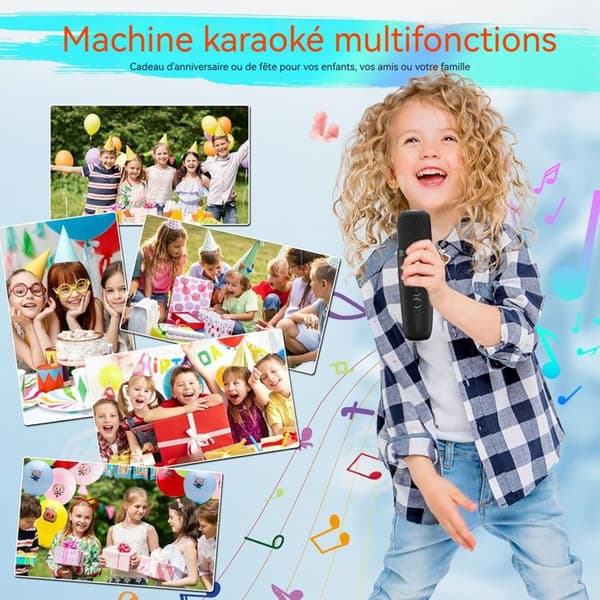 INN Karaoke bluetooth 5.3 karaoke mikrofonhögtalare storlek 90x90x68mm utrustad med 2 mikrofoner och färgglada ljuseffekter