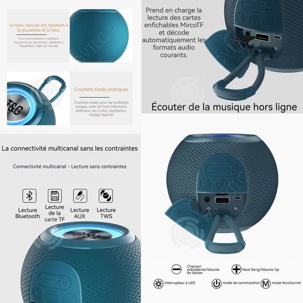 INN Mini högtalare 3 timmar speltid 10 meter effektiv räckvidd bärbar bluetooth-högtalare bluetooth-ansluten blå