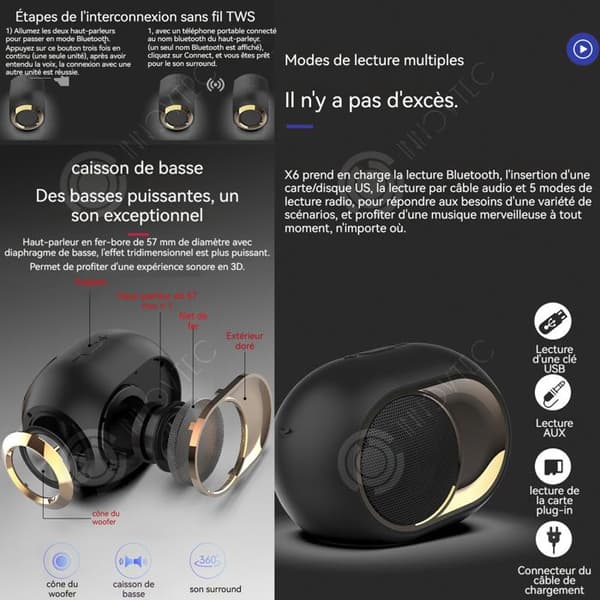 INN Bluetooth-högtalare bluetooth 5.0 TWS bärbar stereohögtalare med kraftfull bas, mini trådlös bluetooth-högtalare, presenter