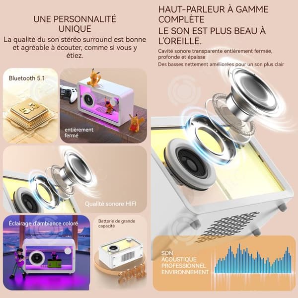 INN Transparent bluetooth högtalare med justerbart LED ljus stereo bluetooth högtalare sak kan placeras inuti