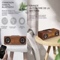 Miniatyrbild 2 av 4: INN Bluetooth-högtalare 25x11x7,8cm trådlös bluetooth-högtalare retro trähögtalare skrivbords-högtalare med kortklocka