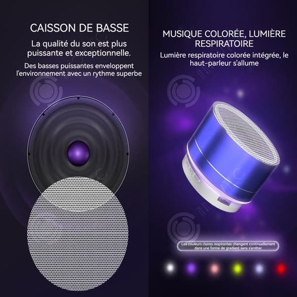 INN Bluetooth-högtalare Aluminiumlegering Mini-högtalare Plug-in-kort Trådlös LED-ljus Present Subwoofer