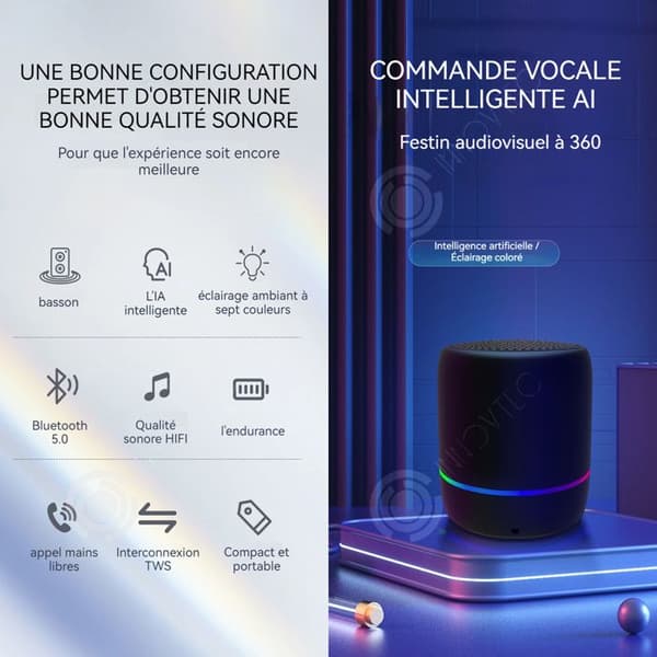 INN Bluetooth-högtalare AI Intelligent röststyrning Utomhussubwoofer Liten högtalare Lätt att bära