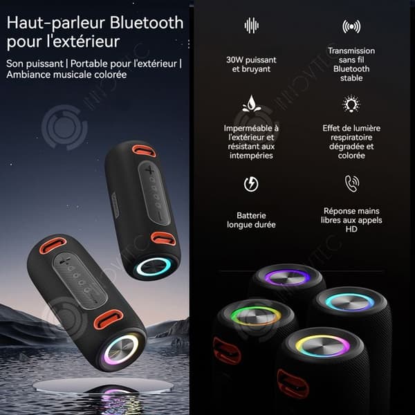 INN Multifunktion trådlös Bluetooth-högtalare High Definition Ljudkvalitet Vattentät bärbar utomhussubwoofer