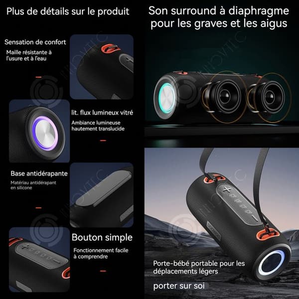 INN Multifunktion trådlös Bluetooth-högtalare High Definition Ljudkvalitet Vattentät bärbar utomhussubwoofer