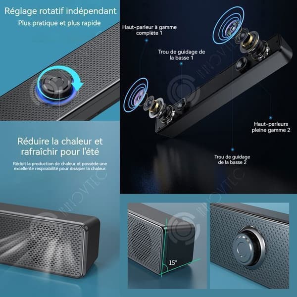 INN Bluetooth-högtalare med kraftfull bas Uppladdningsbar Vattentät Dammtät Svart Bärbar Stereo Trådlös Bluetooth-högtalare