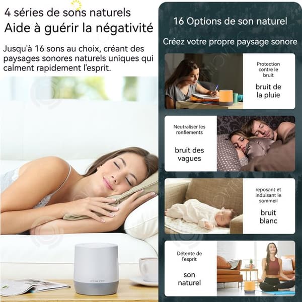 INN Bluetooth-högtalare 1800mAh bluetooth 5.2 vitt brus sömnassistent variabel intensitet med 5 hastigheter 16 naturliga ljud högtalare