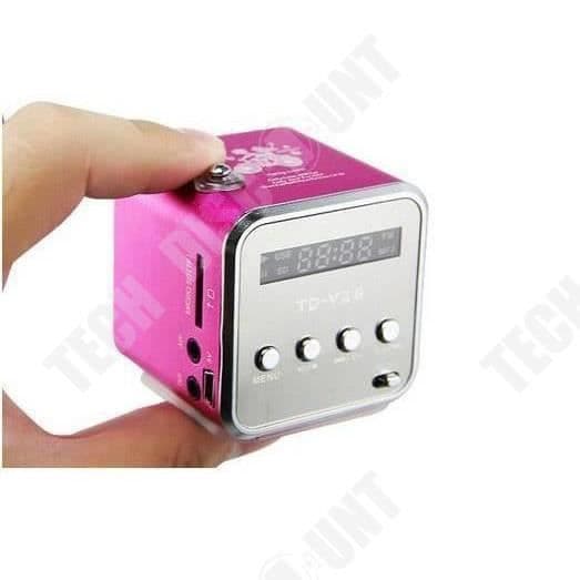 TD® Minihögtalare 4gb Rosa MP3 USB MIC SD FM Portabel korthögtalare Subwoofer TD-V26