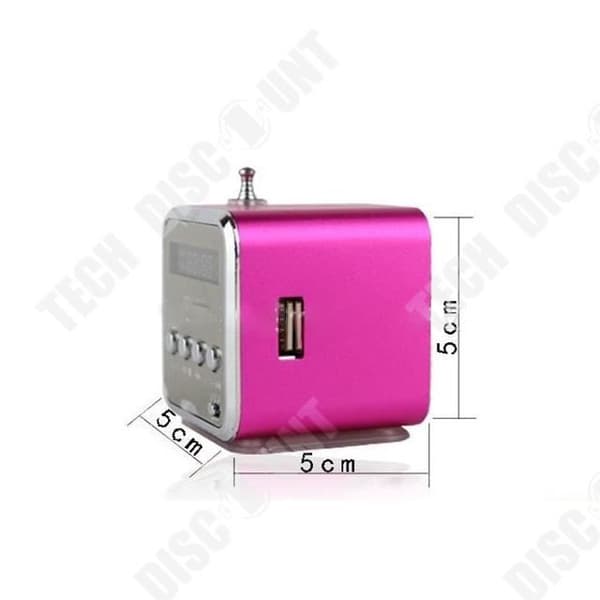 TD® Minihögtalare 4gb Rosa MP3 USB MIC SD FM Portabel korthögtalare Subwoofer TD-V26