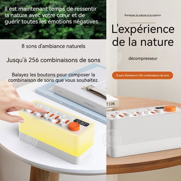 INN Bluetooth-högtalare med RGB färgglada ljus White Noise Machine hjälper avkoppling med 8 lugnande justerbara kombinerade ljud
