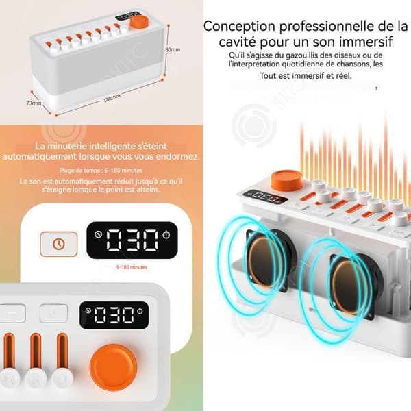 INN Bluetooth-högtalare med RGB färgglada ljus White Noise Machine hjälper avkoppling med 8 lugnande justerbara kombinerade ljud