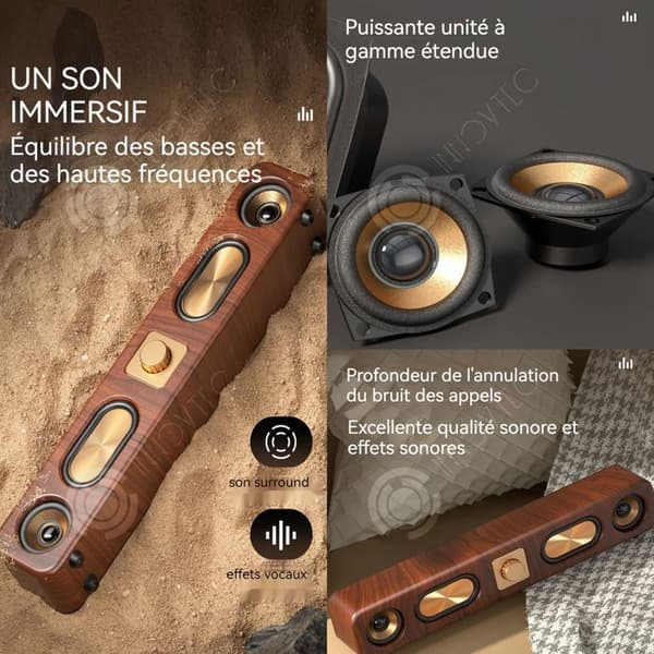 INN Retro stereo bluetooth högtalare med kraftfull bas elegant bluetooth högtalare för heminredning bluetooth högtalare